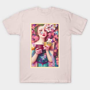 Enchanting and dreamy Flower girl drink Tea T-Shirt